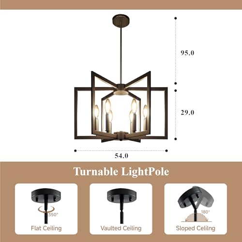 Modern Black Chandelier for Dining Room  Farmhouse Ceiling Light Fixture with Adjustable Height  Industrial Pendant Lights for Kitchen Island  Living Room  Foyer