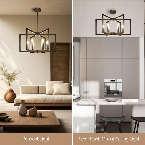 Modern Black Chandelier for Dining Room  Farmhouse Ceiling Light Fixture with Adjustable Height  Industrial Pendant Lights for Kitchen Island  Living Room  Foyer