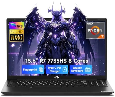 NIMO Gaming Laptop  15 6 FHD IPS Anti Glare Screen  AMD R7 7735HS  Up to 4 75GHz  Beat i7 12650H  Computer with 16GB DDR5 RAM 1TB SSD  180  Viewing  Radeon 680M  100W Type C  for Business  College
