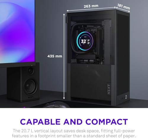 NZXT H2 Flow   Mini ITX 20 7L High Airflow PC Case   Includes 2 x 120mm Top Fans & PCIe 5 0 Riser Cable   331mm GPU   280mm Radiator   Black