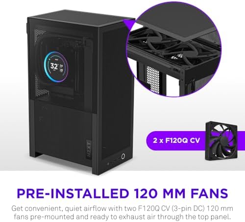 NZXT H2 Flow   Mini ITX 20 7L High Airflow PC Case   Includes 2 x 120mm Top Fans & PCIe 5 0 Riser Cable   331mm GPU   280mm Radiator   Black