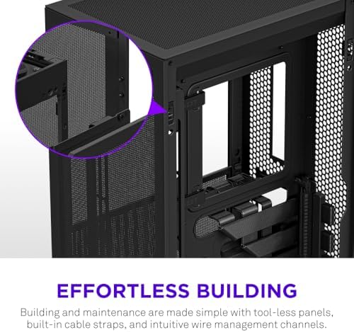 NZXT H2 Flow   Mini ITX 20 7L High Airflow PC Case   Includes 2 x 120mm Top Fans & PCIe 5 0 Riser Cable   331mm GPU   280mm Radiator   Black