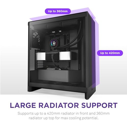 NZXT H7 Flow 2024   Mid Tower ATX Airflow Case   Includes Pre Installed 3 x 120mm Fans   Supports Bottom Fans for Dedicated GPU Cooling   Cable Management   Black