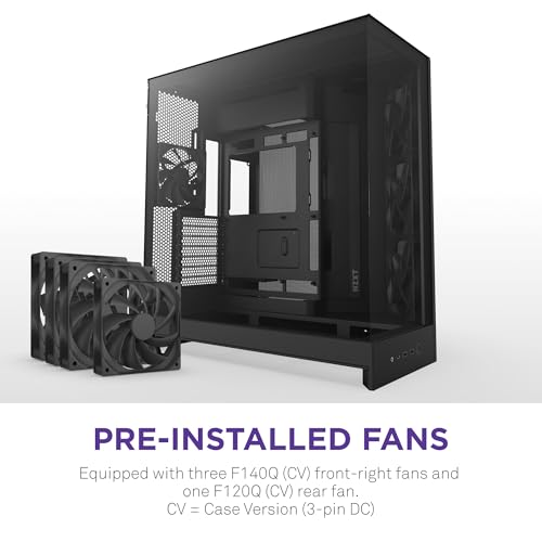 NZXT H9 Flow  2025    Large Dual Chamber ATX Mid Tower Airflow PC Case   Includes 3 x 140mm & 1 x 120mm Fans   420mm Radiator Support   Tempered Glass   Back Connect Ready   Black