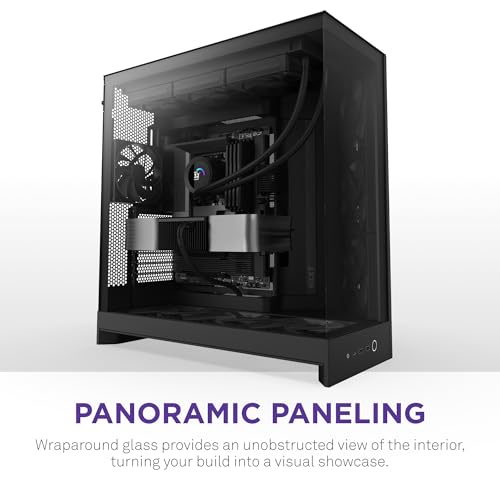 NZXT H9 Flow  2025    Large Dual Chamber ATX Mid Tower Airflow PC Case   Includes 3 x 140mm & 1 x 120mm Fans   420mm Radiator Support   Tempered Glass   Back Connect Ready   Black
