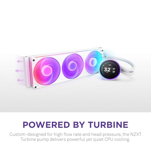 NZXT Kraken Elite 360 RGB 2024   AIO CPU Liquid Cooler   360mm Radiator   F360 RGB Core Fan   Customizable 2 72 IPS LCD   NZXT Turbine Pump   AMD  AM5  AM4   Intel  LGA 1851/1700  1200/115X   White
