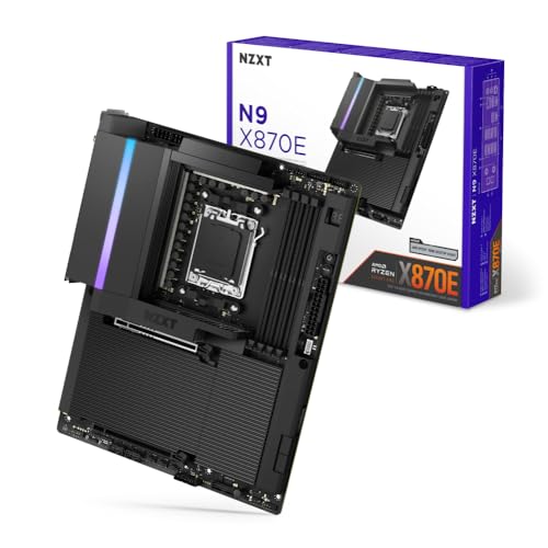 NZXT N9 X870E   AMD X870E AM5 ATX Gaming Motherboard for Ryzen 9000/8000/7000 20 2 1  DDR5  4X M 2  PCIe 5 0  Wi Fi 7  5GbE  USB 4   Full Metal Cover  M 2 Quick Release Latches   Black