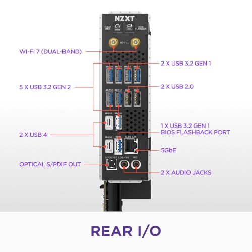 NZXT N9 X870E   AMD X870E AM5 ATX Gaming Motherboard for Ryzen 9000/8000/7000 20 2 1  DDR5  4X M 2  PCIe 5 0  Wi Fi 7  5GbE  USB 4   Full Metal Cover  M 2 Quick Release Latches   Black