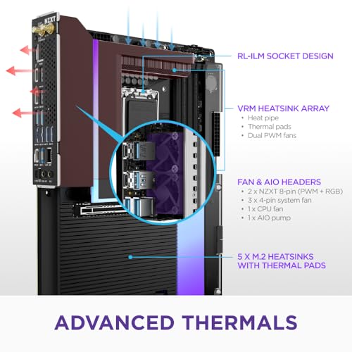 NZXT N9 Z890   Intel Z890 LGA 1851 ATX Gaming Motherboard for Core Ultra  Series 2    20 1 1  DDR5  5X M 2  PCIe 5 0  Wi Fi 7  5GbE  Thunderbolt 4   RGB  Full Metal Cover   Black