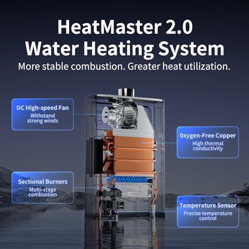 Natural Gas Tankless Water Heater with Vent Pipe  Indoor Max 4 3 GPM  100 000 BTU Instant Hot Water Heater