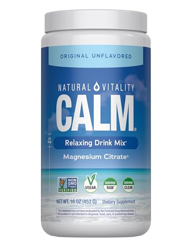 Natural Vitality Calm  Magnesium Supplement  Anti Stress Drink Mix Powder  Gluten Free  Vegan  & Non GMO  Original Unflavored  16 oz