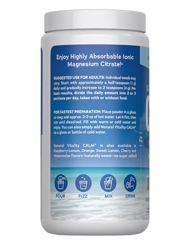 Natural Vitality Calm  Magnesium Supplement  Anti Stress Drink Mix Powder  Gluten Free  Vegan  & Non GMO  Original Unflavored  16 oz