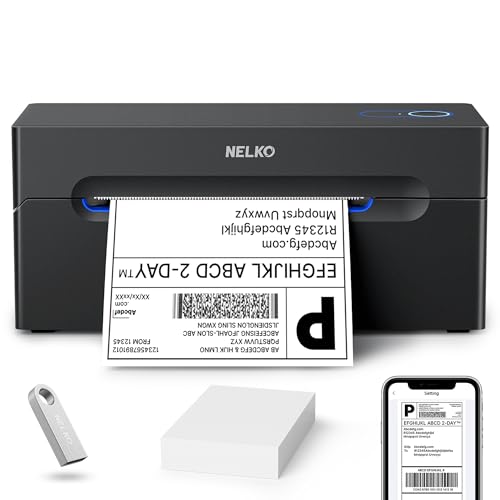Nelko Bluetooth Thermal Shipping Label Printer  Wireless 4x6 Shipping Label Printer for Small Business  Support Android  iPhone and Windows  Widely Used for Amazon  Ebay  Shopify  Etsy  USPS