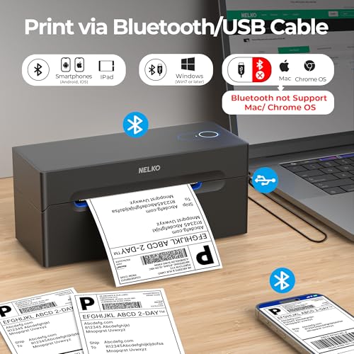 Nelko Bluetooth Thermal Shipping Label Printer  Wireless 4x6 Shipping Label Printer for Small Business  Support Android  iPhone and Windows  Widely Used for Amazon  Ebay  Shopify  Etsy  USPS