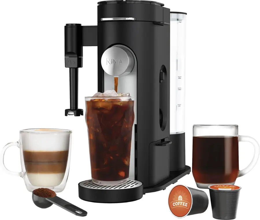Ninja   Pods & Grounds Specialty Single Serve Iced Coffee Maker  K Cup Pod Compatible with Foldaway Milk Frother   Black