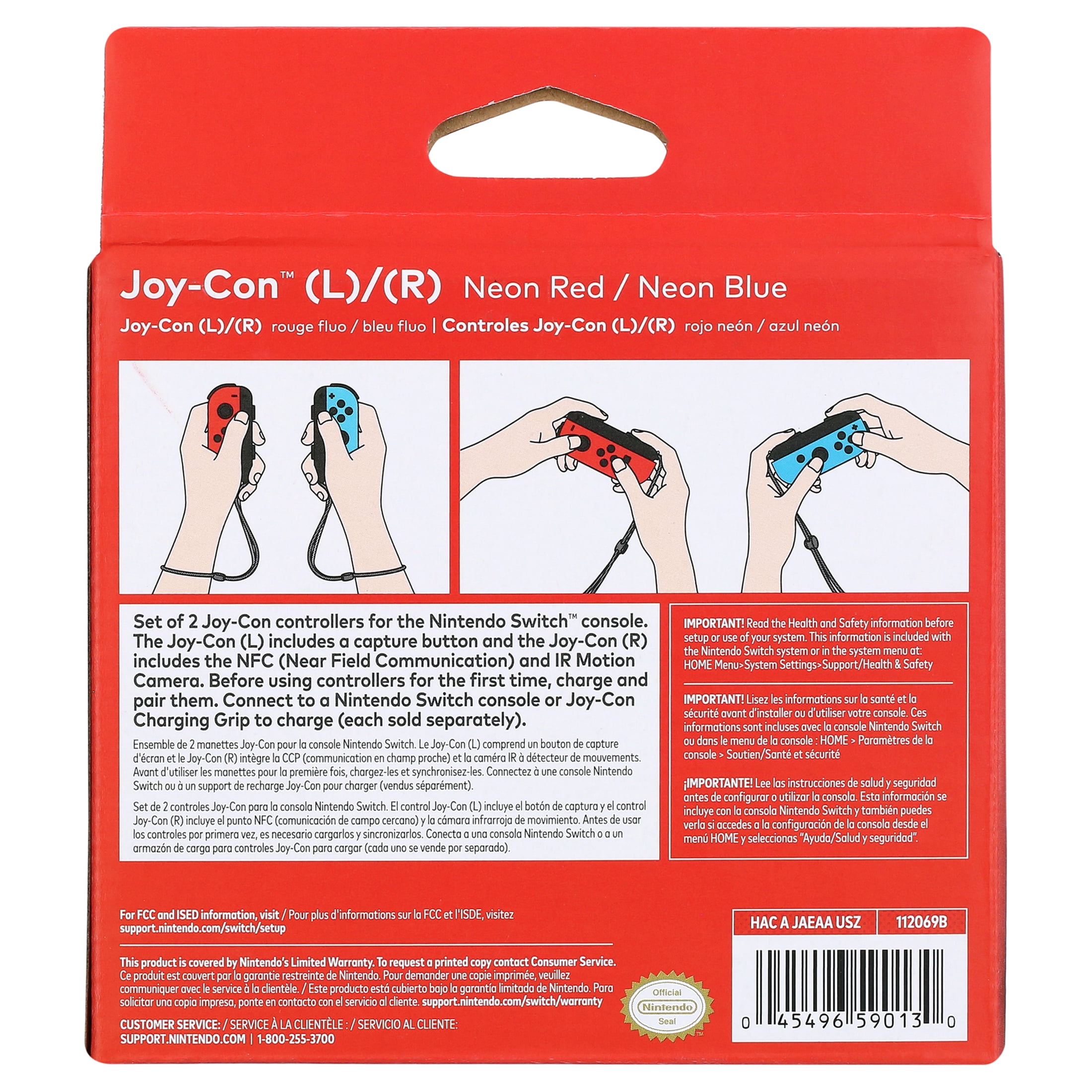 Nintendo Switch   Joy Con  L/R    Left Neon Red/ Right Neon Blue Controllers
