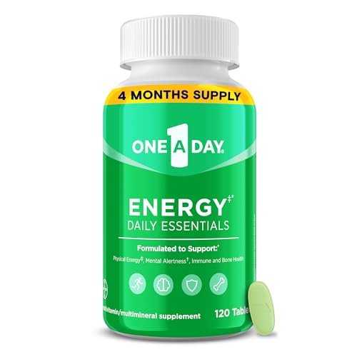 One A Day Energy Daily Essentials Multivitamin  Energy Supplement to Support Mental Alertness and Immune Health with Vitamins A C  D  E  Zinc and Caffeine  120 Count