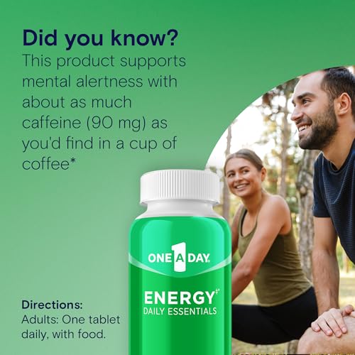 One A Day Energy Daily Essentials Multivitamin  Energy Supplement to Support Mental Alertness and Immune Health with Vitamins A C  D  E  Zinc and Caffeine  120 Count