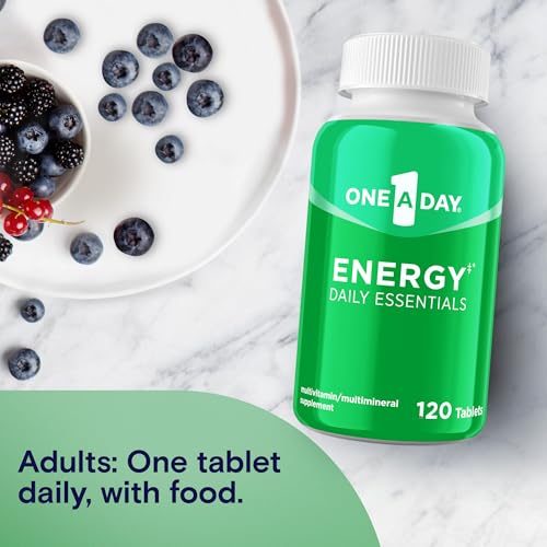 One A Day Energy Daily Essentials Multivitamin  Energy Supplement to Support Mental Alertness and Immune Health with Vitamins A C  D  E  Zinc and Caffeine  120 Count