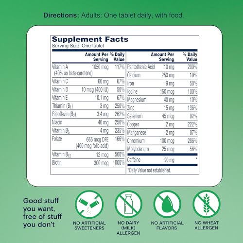 One A Day Energy Daily Essentials Multivitamin  Energy Supplement to Support Mental Alertness and Immune Health with Vitamins A C  D  E  Zinc and Caffeine  120 Count