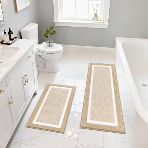 Pauwer Bathroom Rug Mat Set 3 Piece  Microfiber Shaggy Bath Set  Non Slip Ultra Soft Carpet Mats  Absorbent with U Shaped Toilet for Bathroom  Tub  Shower  Dark Grey