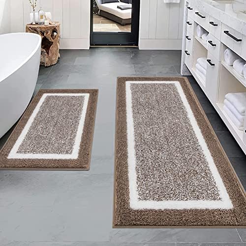 Pauwer Bathroom Rug Mat Set 3 Piece  Microfiber Shaggy Bath Set  Non Slip Ultra Soft Carpet Mats  Absorbent with U Shaped Toilet for Bathroom  Tub  Shower  Dark Grey