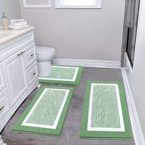 Pauwer Bathroom Rug Mat Set 3 Piece  Microfiber Shaggy Bath Set  Non Slip Ultra Soft Carpet Mats  Absorbent with U Shaped Toilet for Bathroom  Tub  Shower  Dark Grey