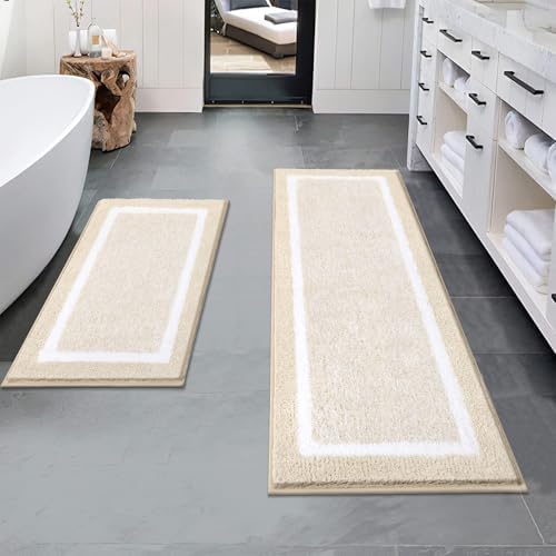 Pauwer Bathroom Rug Mat Set 3 Piece  Microfiber Shaggy Bath Set  Non Slip Ultra Soft Carpet Mats  Absorbent with U Shaped Toilet for Bathroom  Tub  Shower  Dark Grey