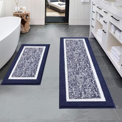 Pauwer Bathroom Rug Mat Set 3 Piece  Microfiber Shaggy Bath Set  Non Slip Ultra Soft Carpet Mats  Absorbent with U Shaped Toilet for Bathroom  Tub  Shower  Dark Grey
