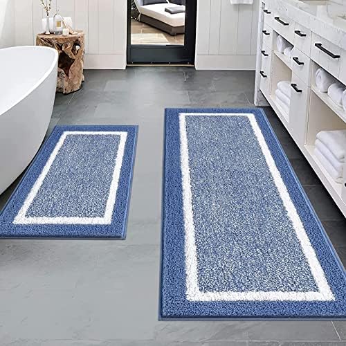 Pauwer Bathroom Rug Mat Set 3 Piece  Microfiber Shaggy Bath Set  Non Slip Ultra Soft Carpet Mats  Absorbent with U Shaped Toilet for Bathroom  Tub  Shower  Dark Grey
