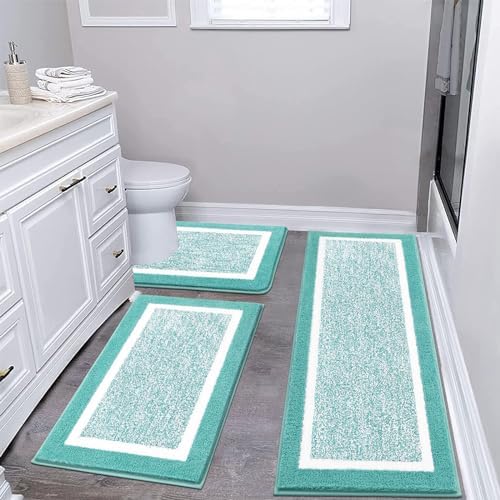 Pauwer Bathroom Rug Mat Set 3 Piece  Microfiber Shaggy Bath Set  Non Slip Ultra Soft Carpet Mats  Absorbent with U Shaped Toilet for Bathroom  Tub  Shower  Dark Grey