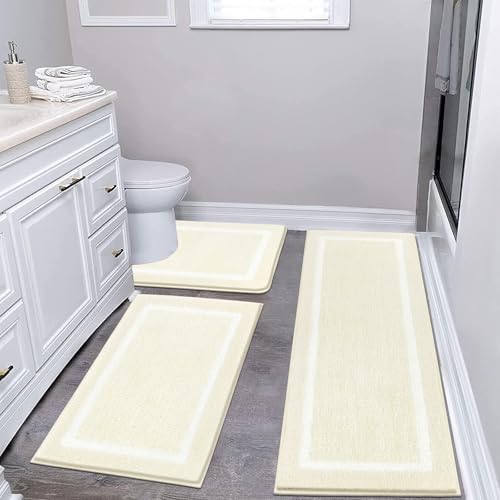 Pauwer Bathroom Rug Mat Set 3 Piece  Microfiber Shaggy Bath Set  Non Slip Ultra Soft Carpet Mats  Absorbent with U Shaped Toilet for Bathroom  Tub  Shower  Dark Grey