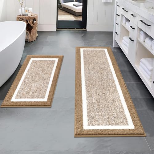 Pauwer Bathroom Rug Mat Set 3 Piece  Microfiber Shaggy Bath Set  Non Slip Ultra Soft Carpet Mats  Absorbent with U Shaped Toilet for Bathroom  Tub  Shower  Dark Grey