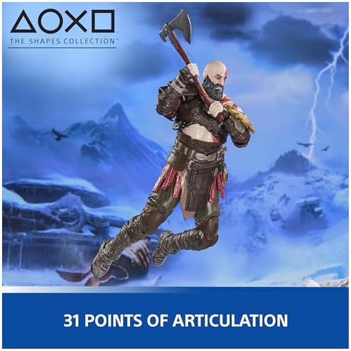 PlayStation God of War Ragnar k  6  Kratos Action Figure with 5 Accessories  The Shapes Collection  for PS5 Fans & Collectors Ages 17 