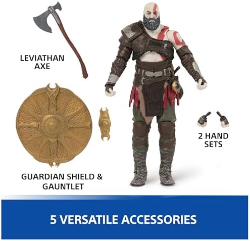 PlayStation God of War Ragnar k  6  Kratos Action Figure with 5 Accessories  The Shapes Collection  for PS5 Fans & Collectors Ages 17 