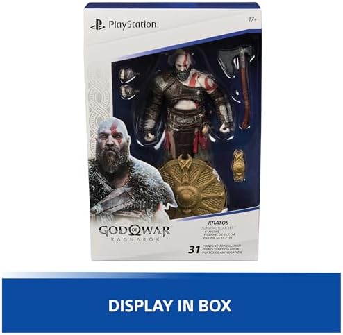 PlayStation God of War Ragnar k  6  Kratos Action Figure with 5 Accessories  The Shapes Collection  for PS5 Fans & Collectors Ages 17 