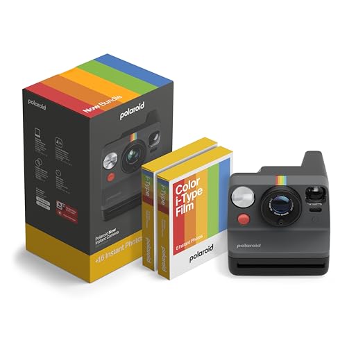 Polaroid Now 3rd Generation I Type Instant Camera   Film Bundle   Now Black Camera   16 Color Photos  6560