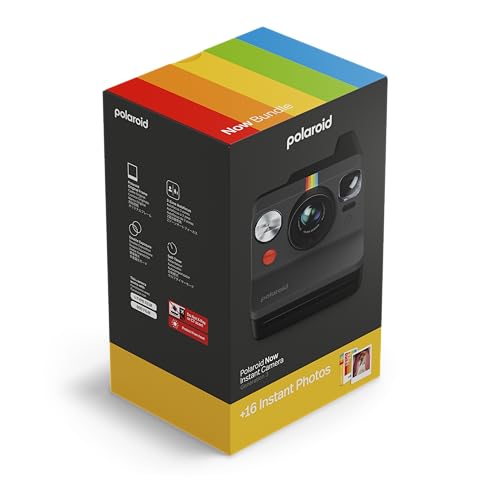 Polaroid Now 3rd Generation I Type Instant Camera   Film Bundle   Now Black Camera   16 Color Photos  6560