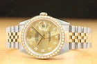ROLEX MENS DATEJUST 16233 18K YELLOW GOLD STAINLESS STEEL DIAMOND WATCH