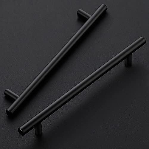 Ravinte 10 Inch Cabinet Handles Matte Black Drawer Pulls Stainless Steel Kitchen Cabinet Hardware Cabinet Pulls 10 Length 7 1/2 Hole Center 20 Pack