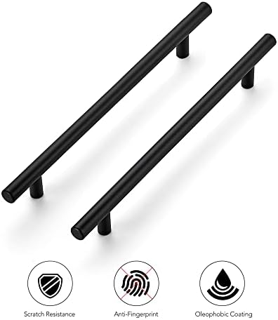 Ravinte 10 Inch Cabinet Handles Matte Black Drawer Pulls Stainless Steel Kitchen Cabinet Hardware Cabinet Pulls 10 Length 7 1/2 Hole Center 20 Pack