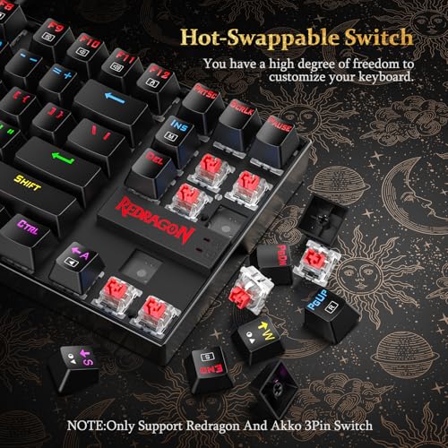 Redragon K552 Mechanical Gaming Keyboard  87 Key Compact  LED Gaming Keyboard with Red Switches  Anti Ghosting  Metal Frame for PC Gaming & Typing  Beginner Friendly  Black 