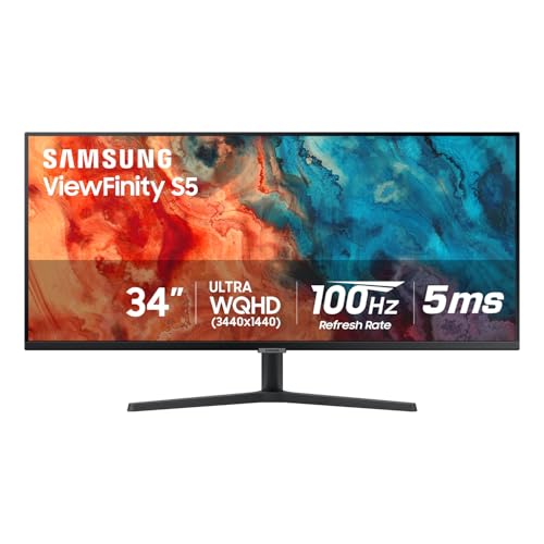 SAMSUNG 34 ViewFinity S50GC Series Ultrawide QHD Monitor  100Hz  5ms  HDR10  AMD FreeSync  Ultrawide Screen  Eye Care  Thin Bezels  PIP  PBP  LS34C50DGANXZA  2023  Black