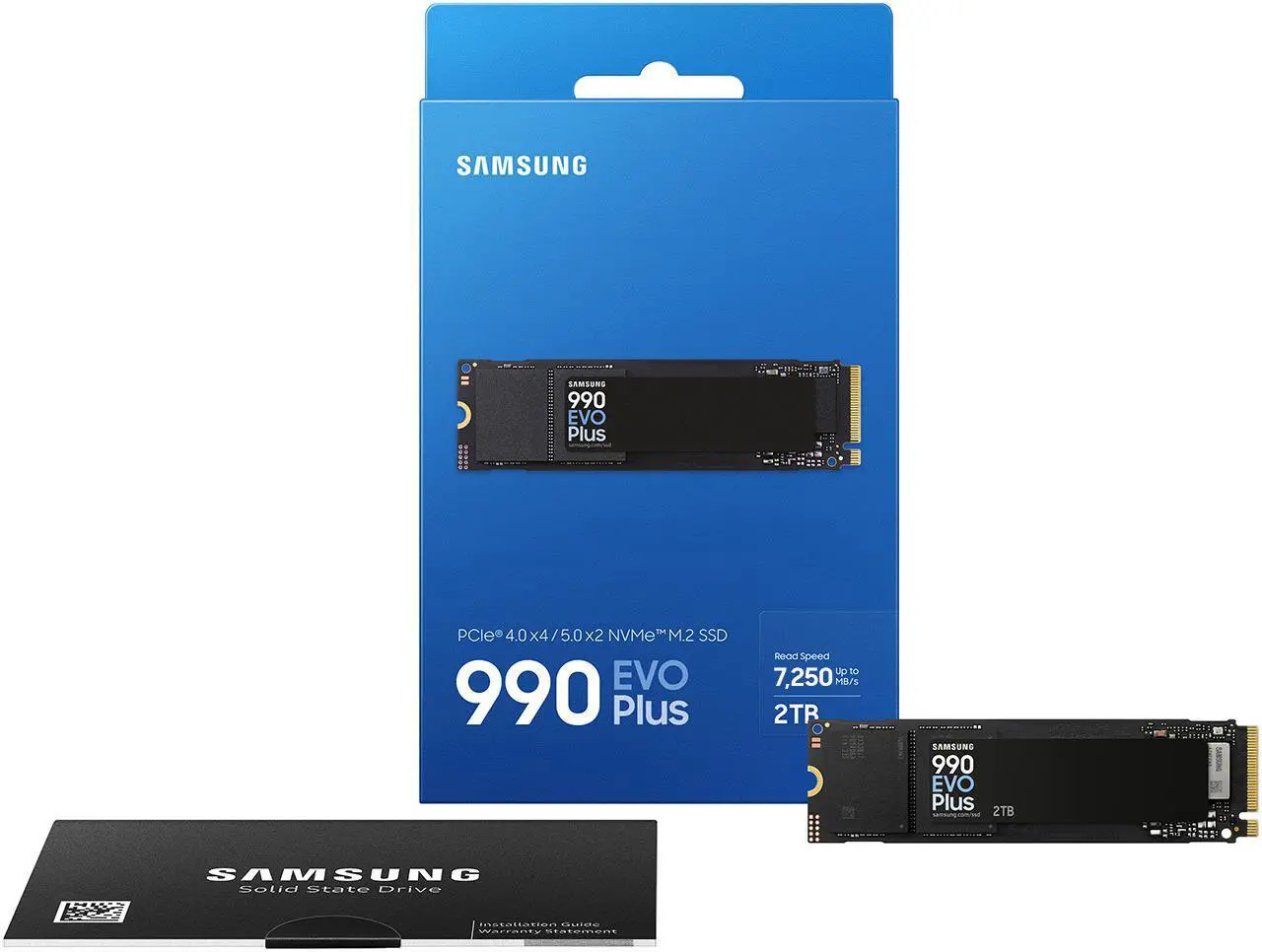 SAMSUNG 990 EVO PLUS SSD 2TB  PCIe Gen 4x4   Gen 5x2 M 2 2280  Speeds Up to 7 250 MB/s  Upgrade Storage for PC/Laptops  HMB Technology and Intelligent Turbowrite 2 0  MZ V9S2T0B/AM 