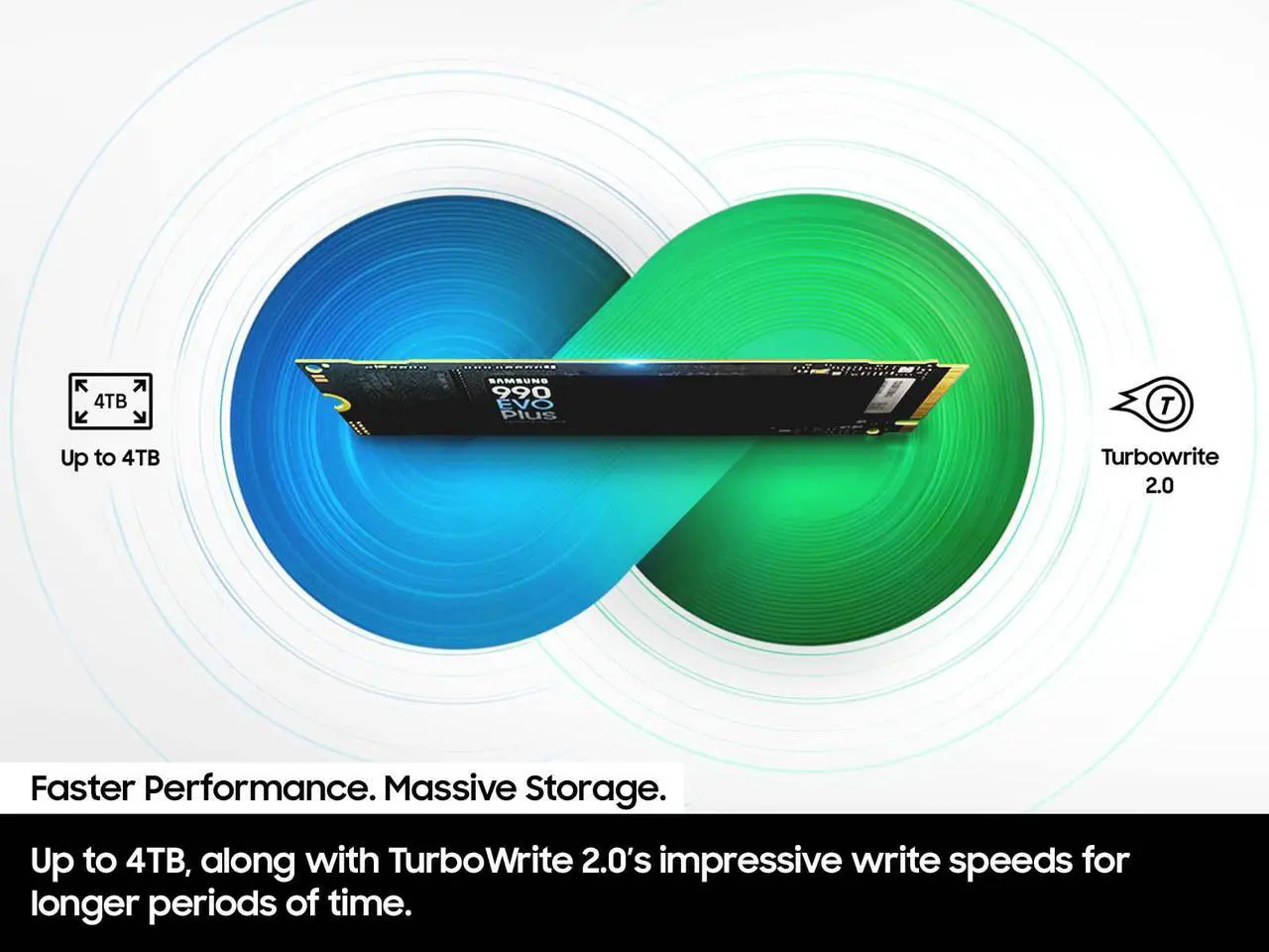SAMSUNG 990 EVO PLUS SSD 2TB  PCIe Gen 4x4   Gen 5x2 M 2 2280  Speeds Up to 7 250 MB/s  Upgrade Storage for PC/Laptops  HMB Technology and Intelligent Turbowrite 2 0  MZ V9S2T0B/AM 