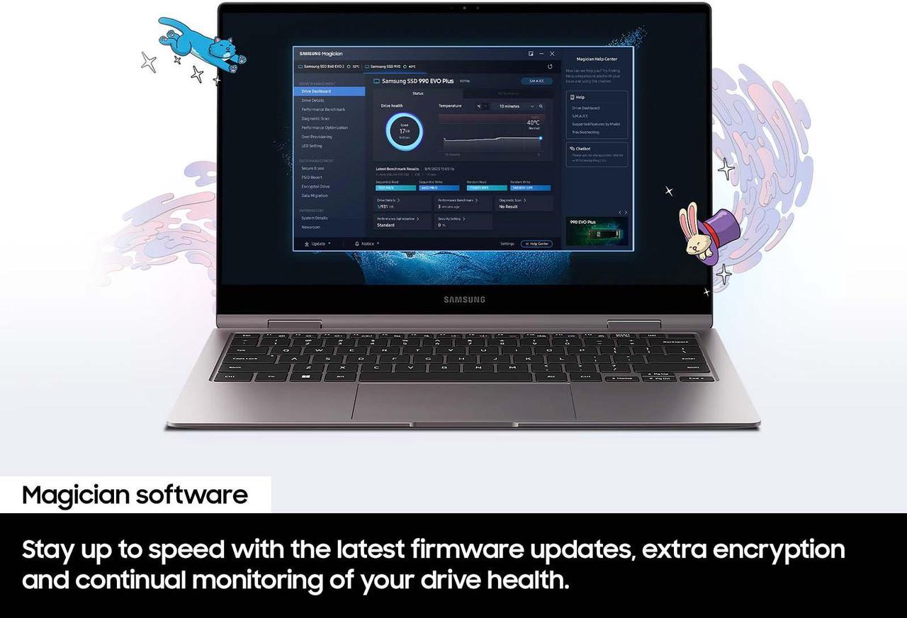 SAMSUNG 990 EVO PLUS SSD 2TB  PCIe Gen 4x4   Gen 5x2 M 2 2280  Speeds Up to 7 250 MB/s  Upgrade Storage for PC/Laptops  HMB Technology and Intelligent Turbowrite 2 0  MZ V9S2T0B/AM 
