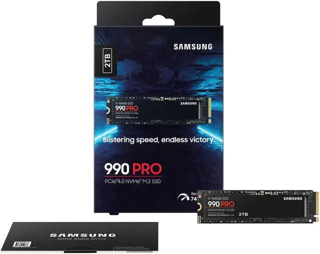 SAMSUNG 990 PRO 2TB SSD  PCIe Gen4 M 2 2280  Seq  Read Speeds Up to 7 450MB/s for High End Computing  Gaming  and Heavy Duty Workstations  MZ V9P2T0B/AM  Non Heatsink