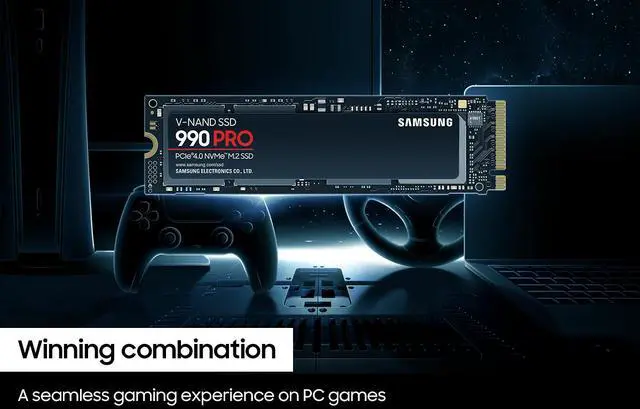 SAMSUNG 990 PRO 2TB SSD  PCIe Gen4 M 2 2280  Seq  Read Speeds Up to 7 450MB/s for High End Computing  Gaming  and Heavy Duty Workstations  MZ V9P2T0B/AM  Non Heatsink
