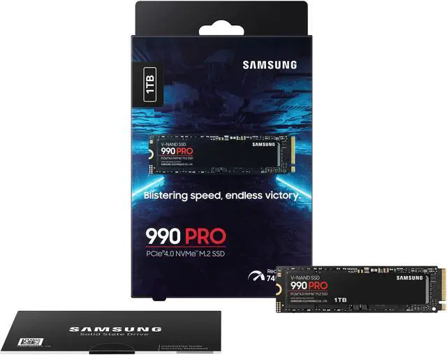 SAMSUNG 990 PRO SSD 1TB PCIe 4 0 M 2 2280 Internal Solid State Hard Drive  Seq  Read Speeds Up to 7 450 MB/s for High End Computing  Gaming  and Heavy Duty Workstations  MZ V9P1T0B/AM