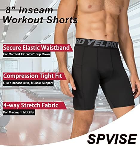 SPVISE Compression Shorts Men 1/3 Pack  Dry Fit Compression Underwear Spandex Running Shorts  Workout Athletic Shorts Pocket